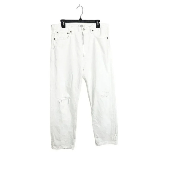 AGOLDE Jeans 90s Loose Fit Jean in Enamel White Ripped Knees Size 31 NWT Revolve - Picture 2 of 8